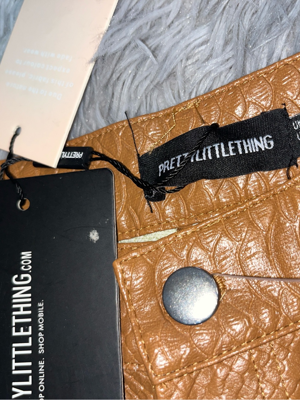 PrettyLittleThing Brown Faux Leather Straight Leg Pants